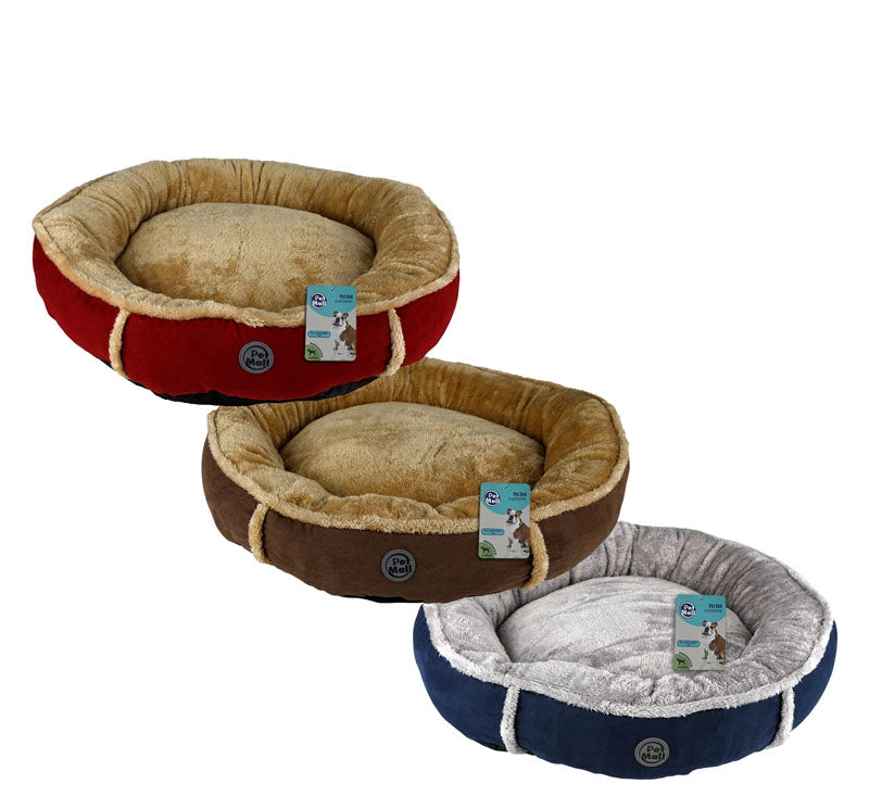 Petmall Fleece Pet Bed Round with Furry Centre