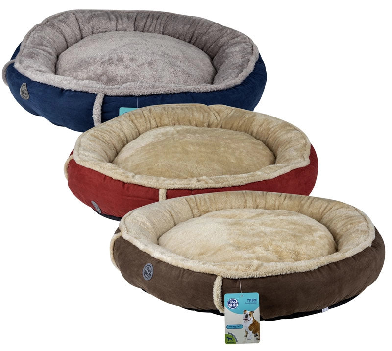 Petmall Fleece Pet Bed Round with Furry Centre