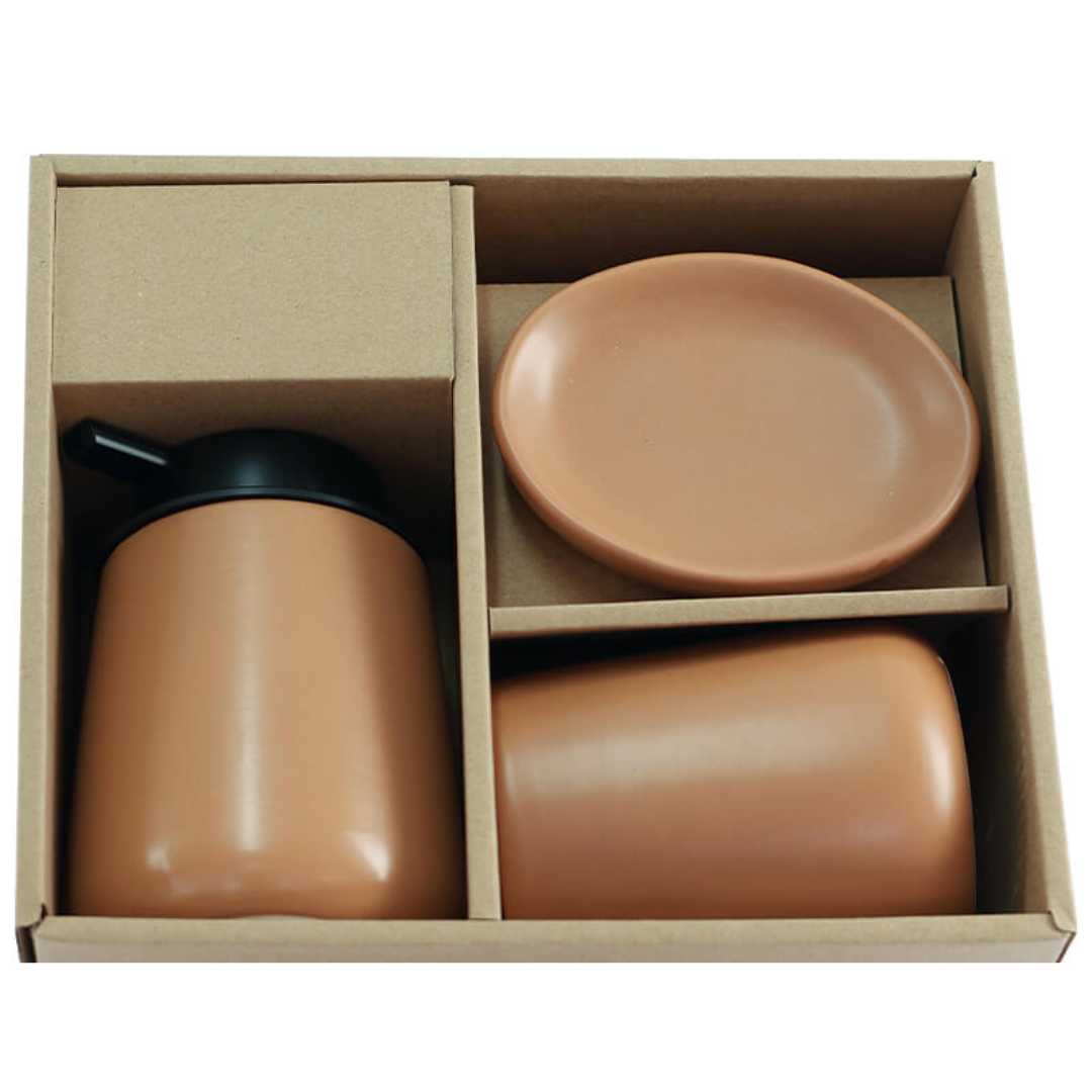 Ceramic Terracotta Bathroom Accessory Set - 3pc