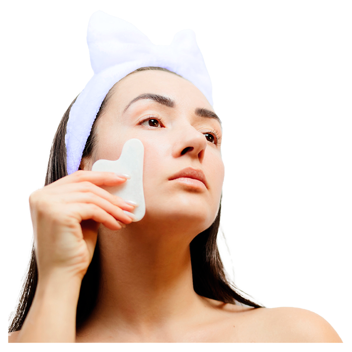 Jade Stone Face Massager & Bag
