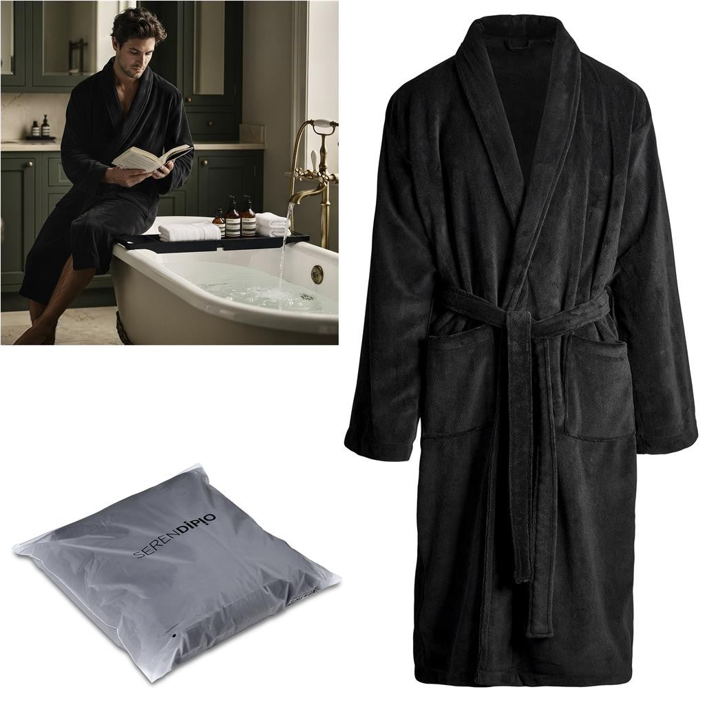Serendipio Langham Coral Fleece Bathrobe - Mens