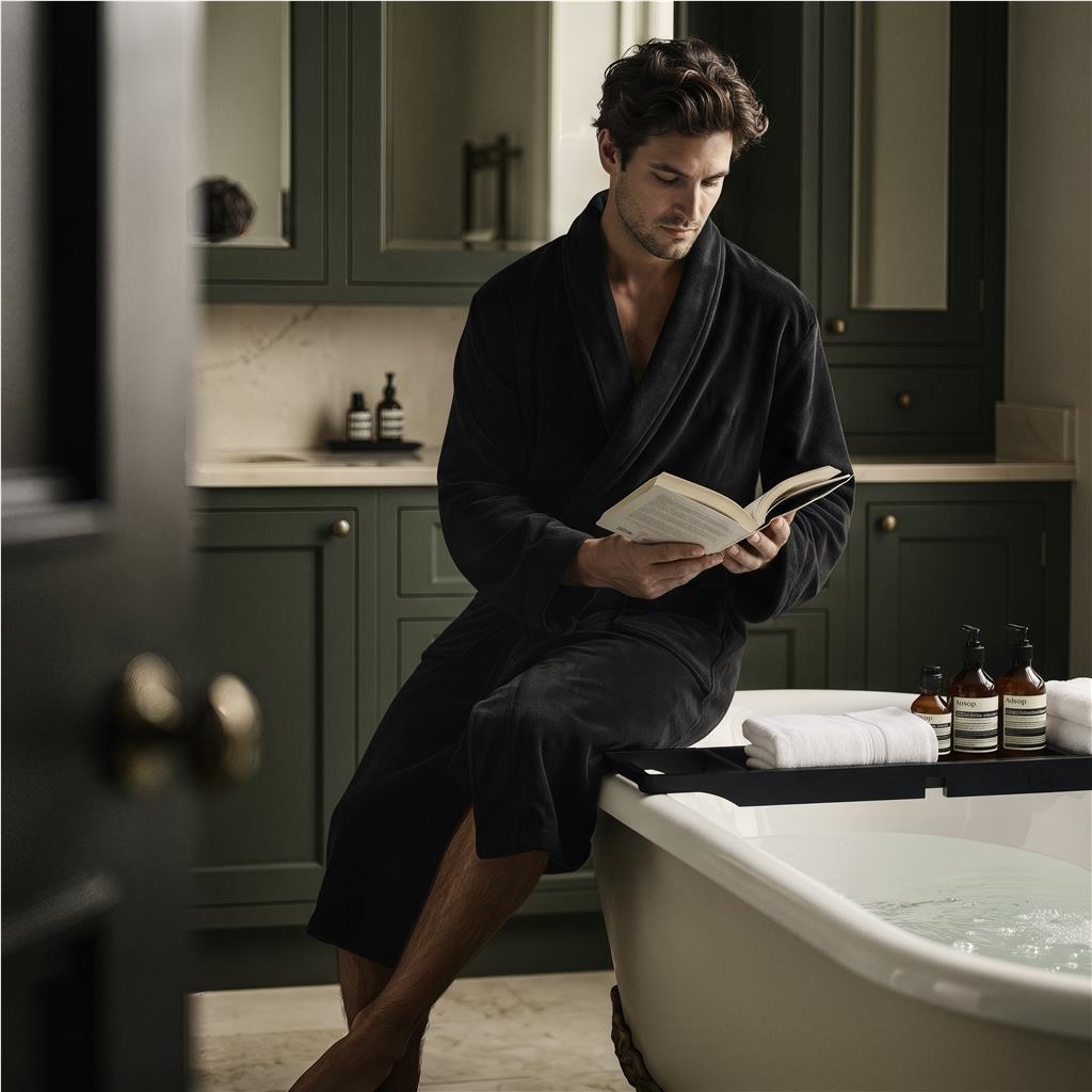 Serendipio Langham Coral Fleece Bathrobe - Mens