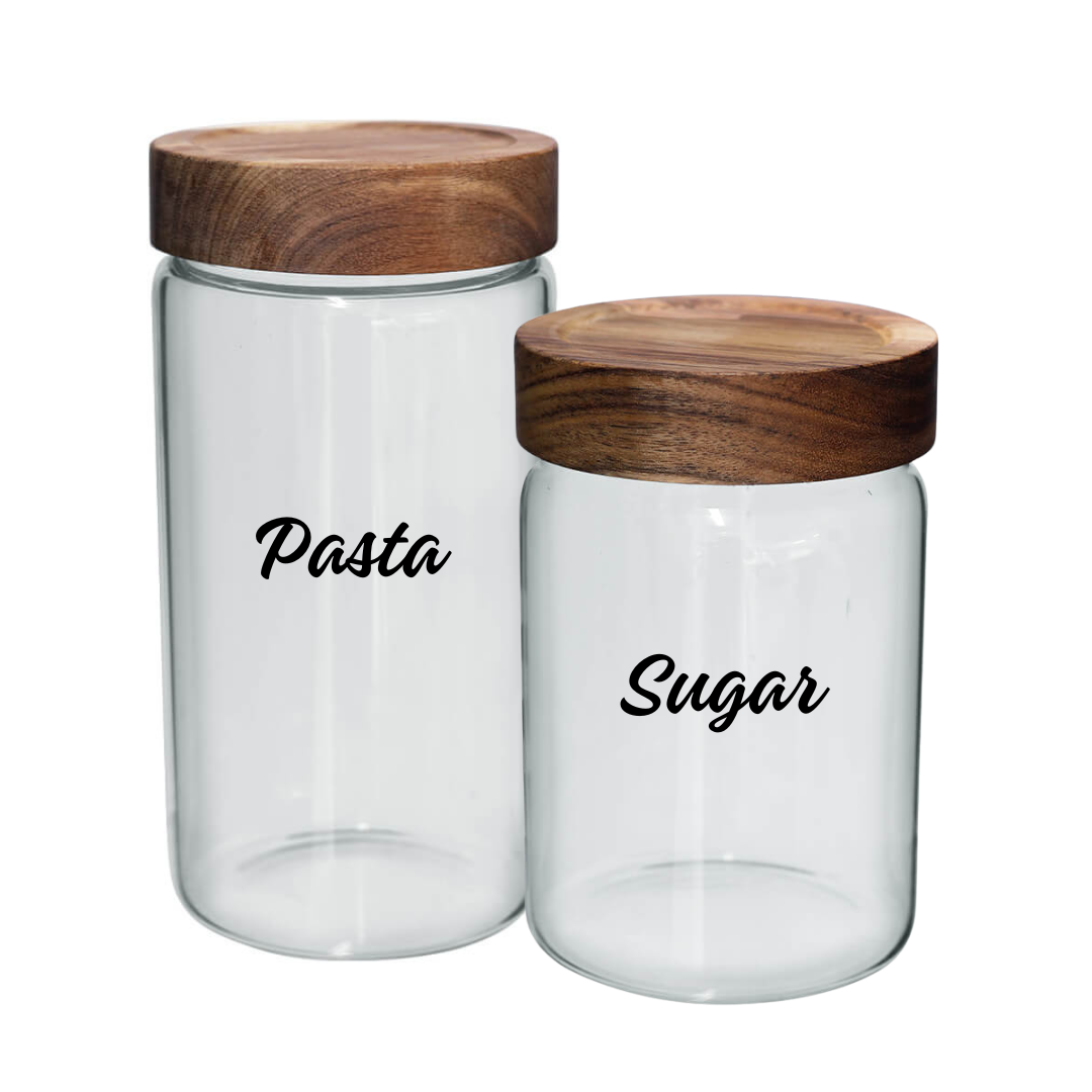 Acacia Wood & Glass Jar