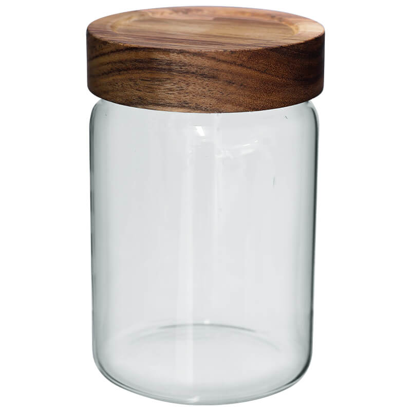 Acacia Wood & Glass Jar