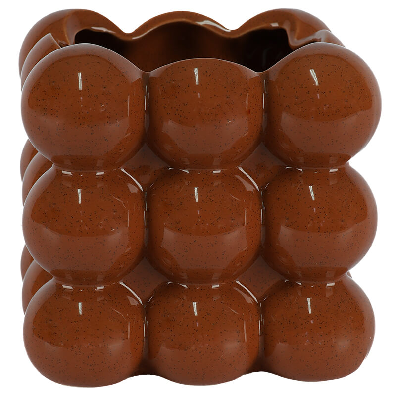 Glazed Ceramic Square Bubble Vase - 13cm