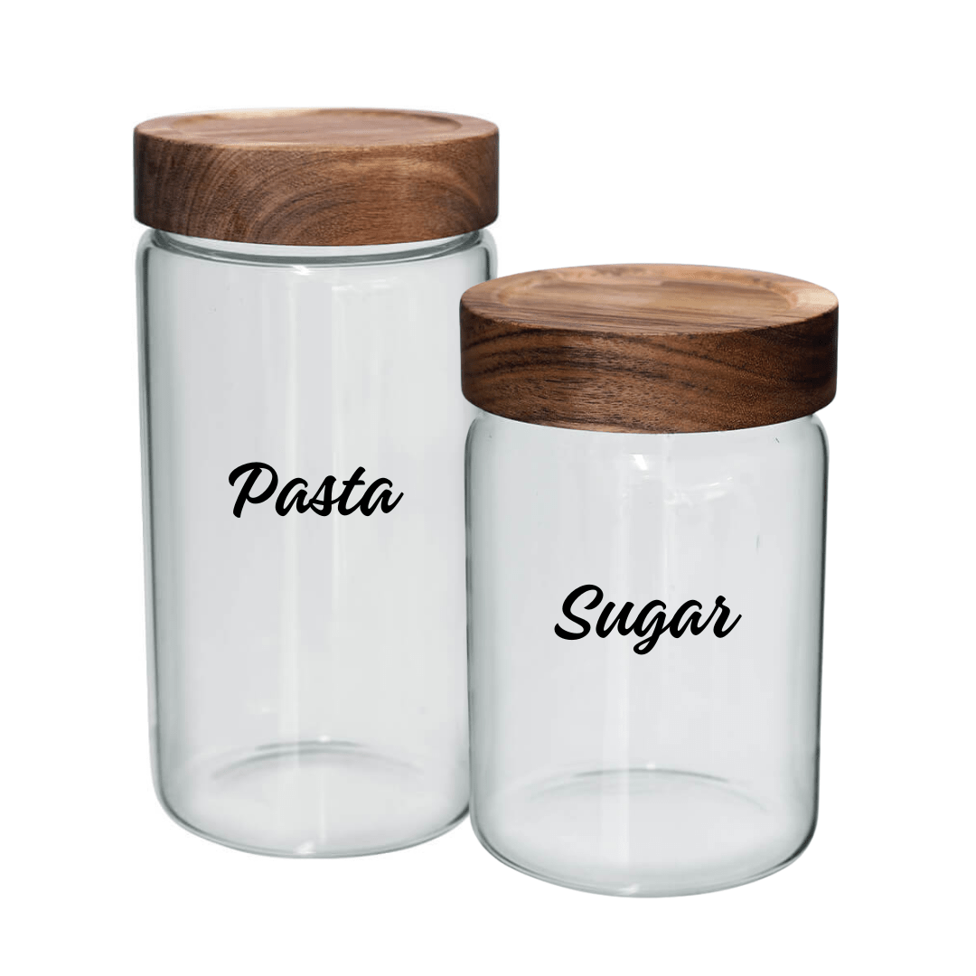 Acacia Wood & Glass Jar - Retail Therapy Online