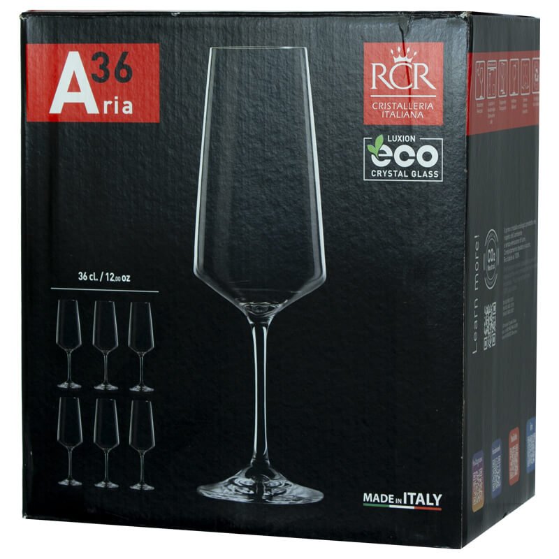 Aria Luxion Crystal Champagne Flute Glass - Set of 6 - Retail Therapy Online