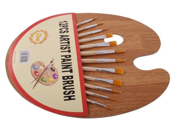 Artist Paint Brushes & Pallet Set 12pc - Retail Therapy Online