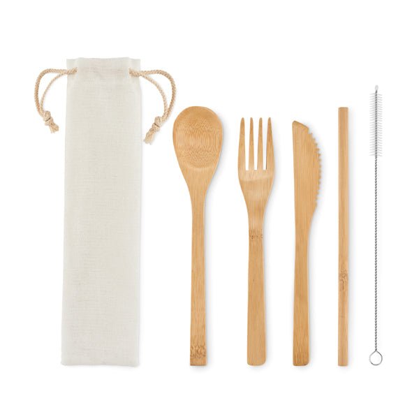 Bamboo Cutlery Set & Pouch - Retail Therapy Online