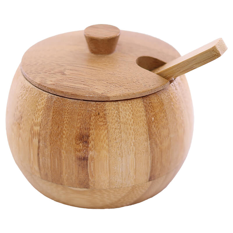 Bamboo Salt/Condiment Pot & Spoon - Retail Therapy Online