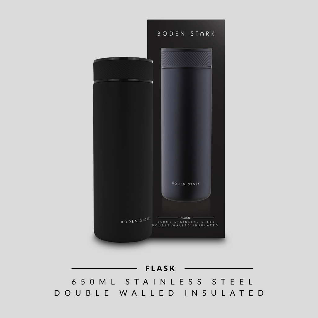 Boden Stark S/S Double Wall Insulated Travel Flask - 650ml - Retail Therapy Online