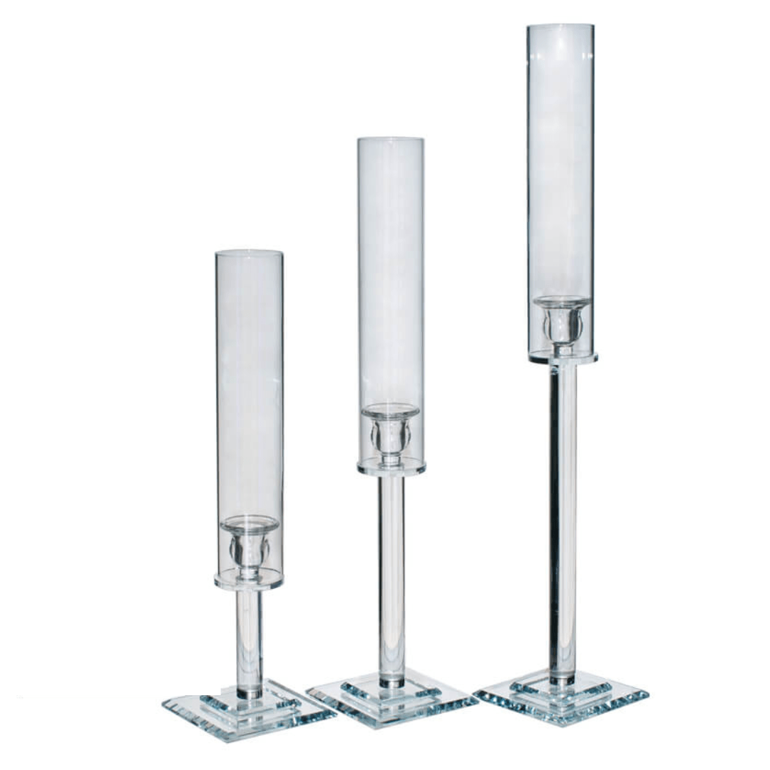 Bruce Glass Tall Candle Holders - Set of 3 - Retail Therapy Online