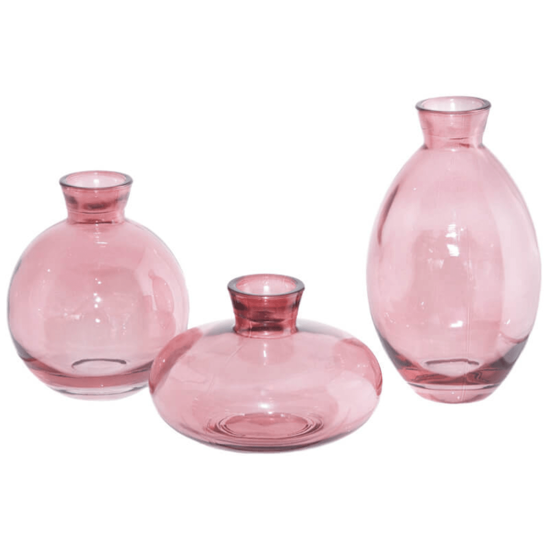 Bud Glass Coloured Mini Vases - 3pc Set - Retail Therapy Online