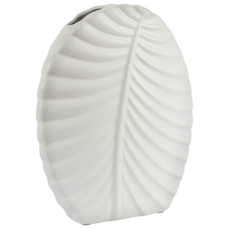 Cathy Leaf Ceramic Vase - Matte White - Retail Therapy Online
