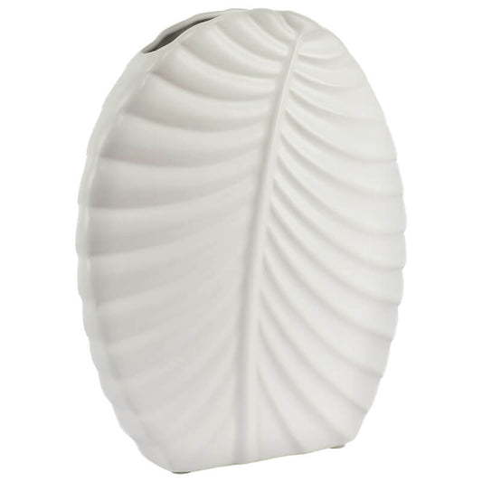 Cathy Leaf Ceramic Vase - Matte White - Retail Therapy Online