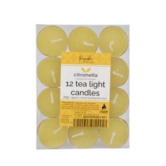 Citronella Tea Light Candles - Pack 12 x 10g - Retail Therapy Online