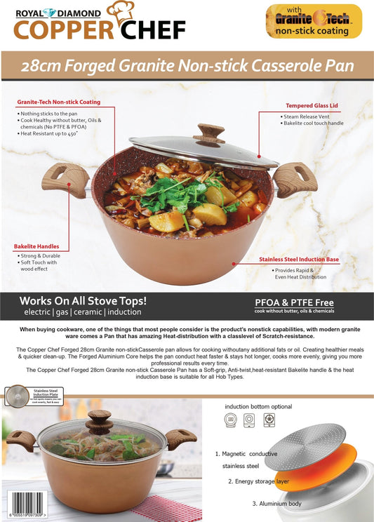 Copper Chef Non Stick 28cm Casserole Pot - Retail Therapy Online
