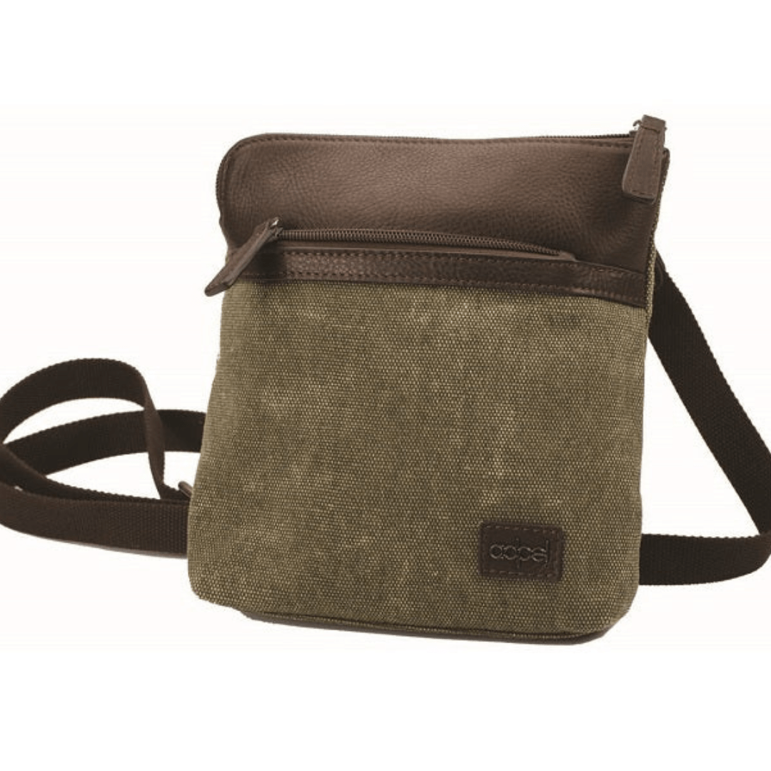 Cross Body Bag - Canvas and Genuine Leather - Retail Therapy Online