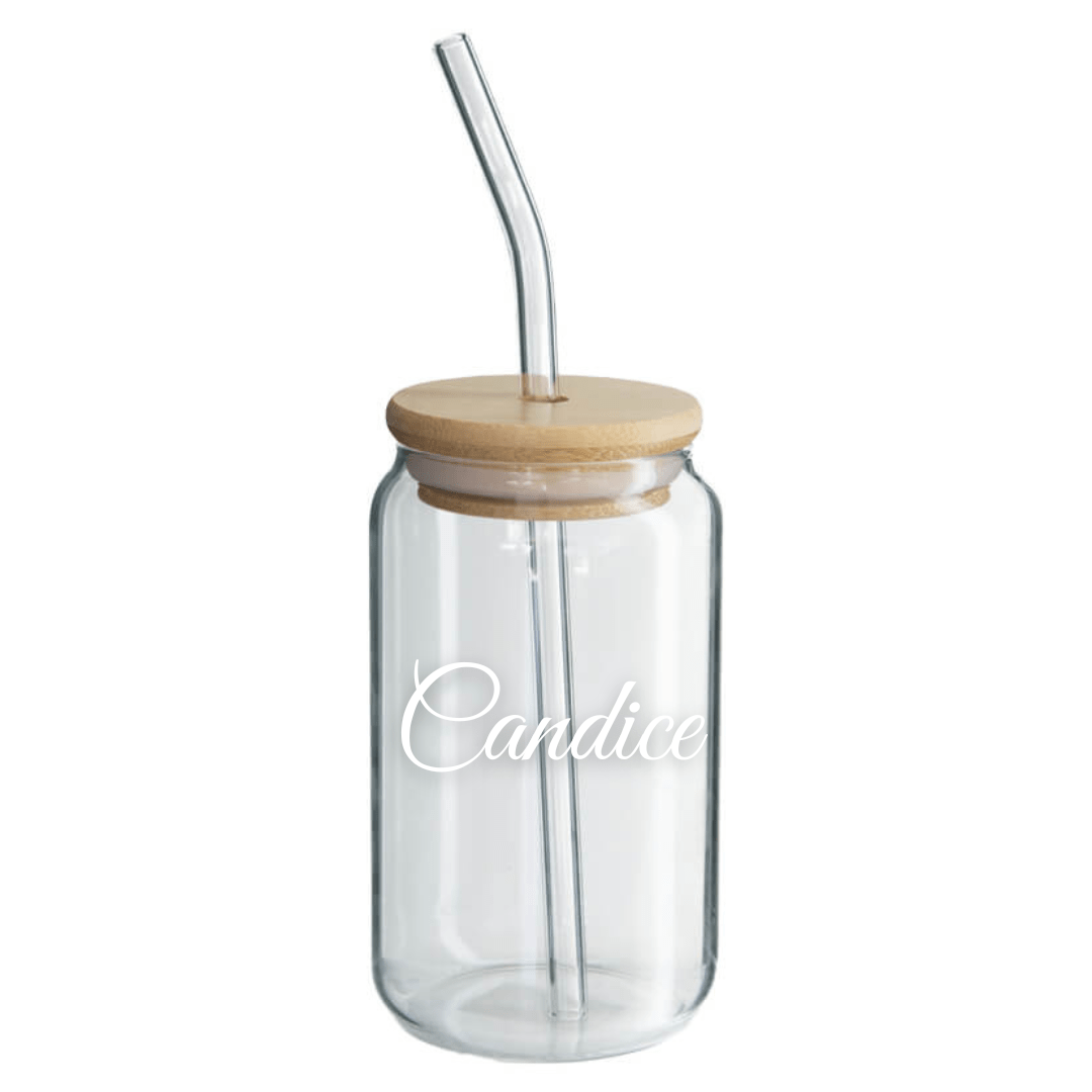 Drinking Glass Jar & Bamboo Lid - 350ml - Retail Therapy Online