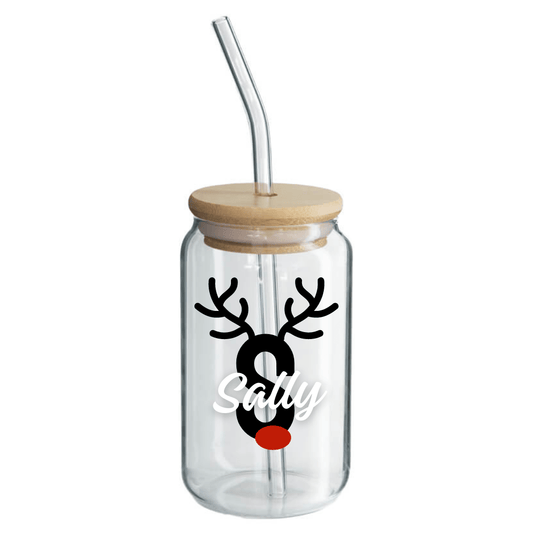 Drinking Glass Jar & Bamboo Lid - 350ml - Retail Therapy Online