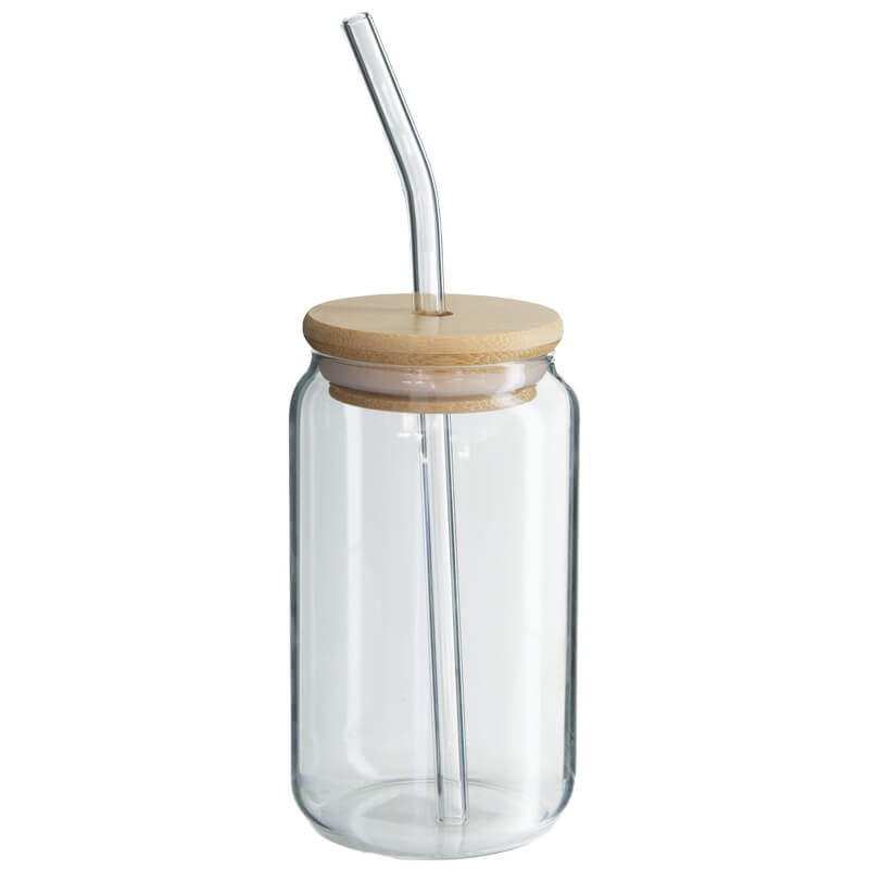 Drinking Glass Jar & Bamboo Lid - 350ml - Retail Therapy Online