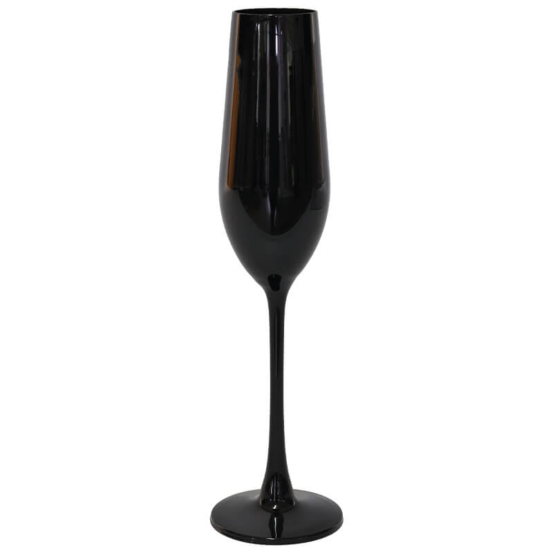 Emma Black Champagne Flute Glasses 180ml - Set of 4 - Retail Therapy Online