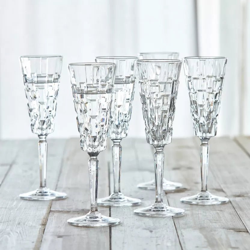 Etna Champagne Flute Crystal Glasses - Set of 6 - Retail Therapy Online