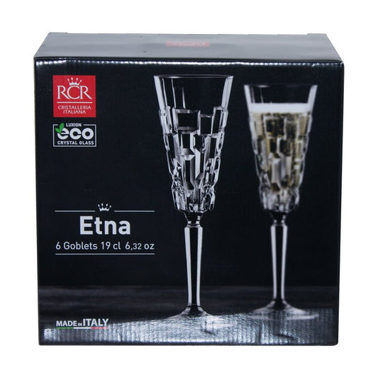 Etna Champagne Flute Crystal Glasses - Set of 6 - Retail Therapy Online