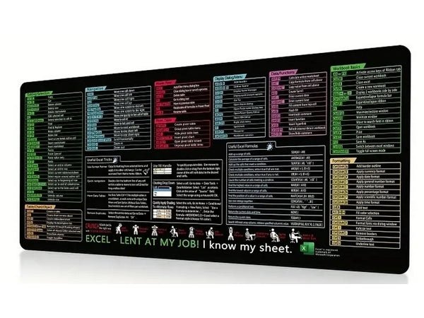 Excel Cheat Sheet Desk Mat / Mousepad XL - Retail Therapy Online
