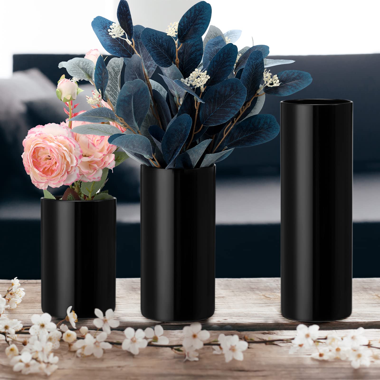 Glass Cylinder Vase - Black - Retail Therapy Online