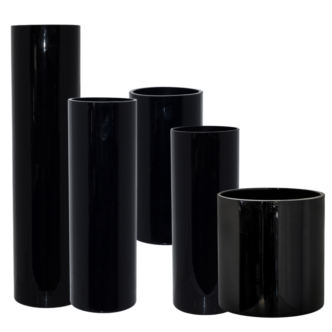 Glass Cylinder Vase - Black - Retail Therapy Online