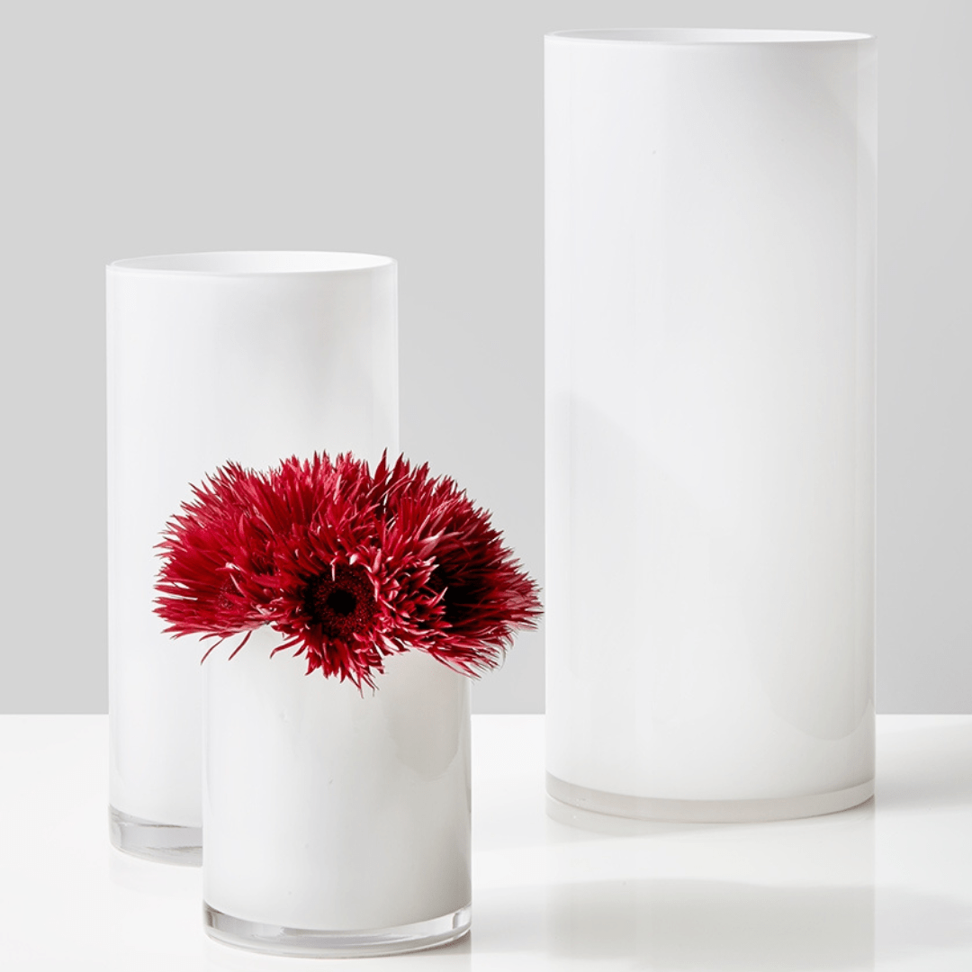 Glass Cylinder Vase - White - Retail Therapy Online