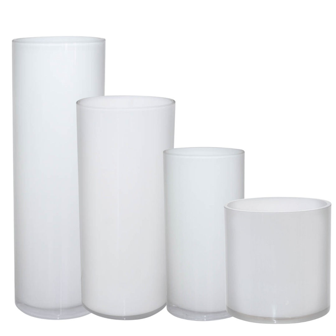 Glass Cylinder Vase - White - Retail Therapy Online