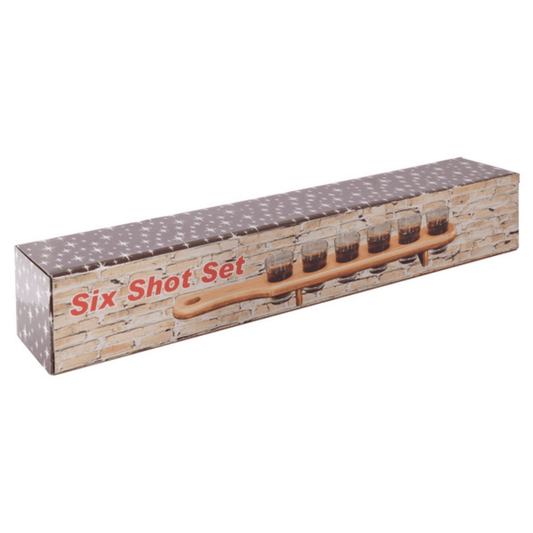 Glass Shot Glasses & Wood Serving Paddle - Retail Therapy Online