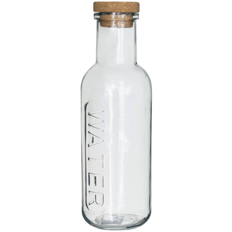 Glass Water Bottle with Cork - 1 Litre - Retail Therapy Online