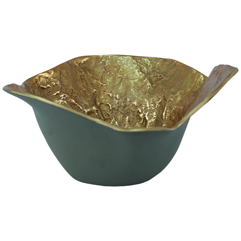 Green & Gold Metal Decor Bowl - Retail Therapy Online