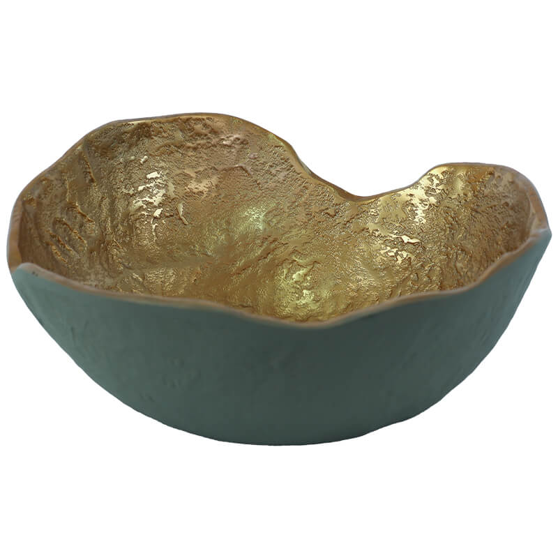 Green & Gold Metal Decor Bowl - Retail Therapy Online