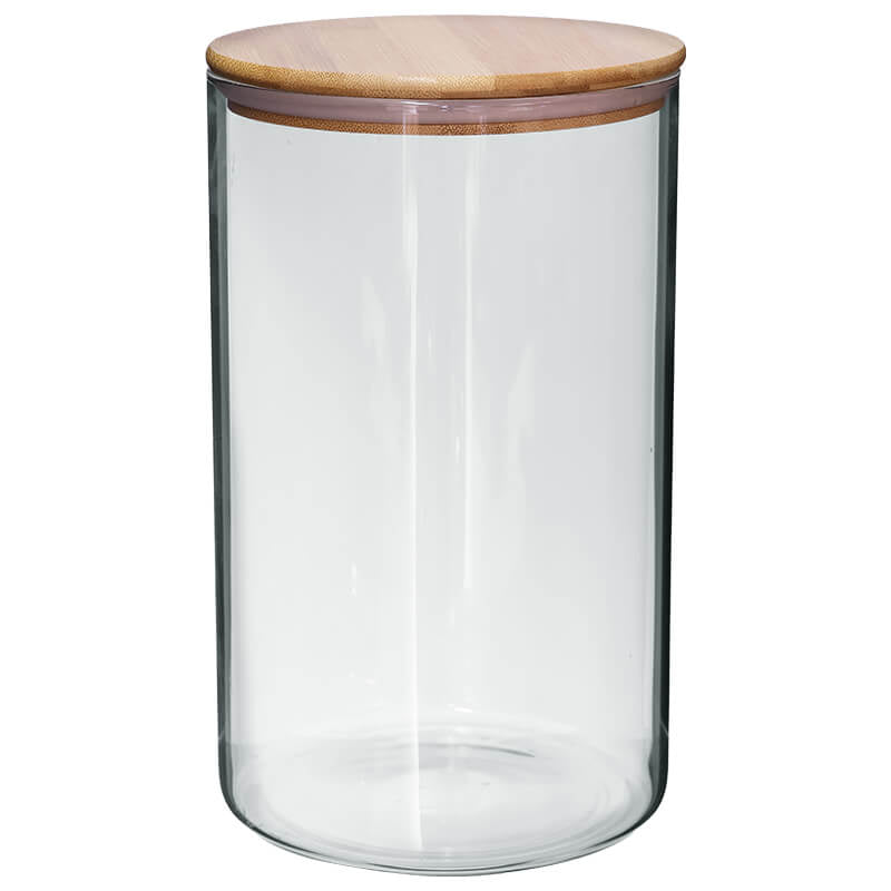Jeanine Glass Jar & Wood Lid - Various Sizes - Retail Therapy Online