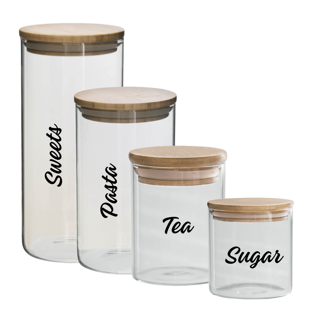 Jeanine Glass Jar & Wood Lid - Various Sizes - Retail Therapy Online