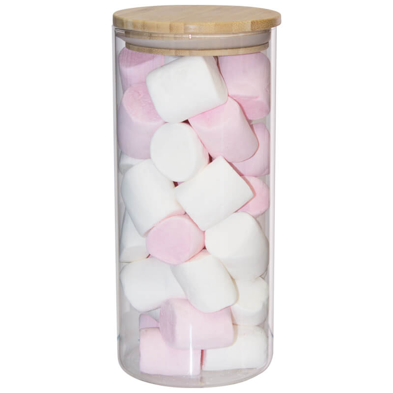 Jeanine Glass Jar & Wood Lid - Various Sizes - Retail Therapy Online
