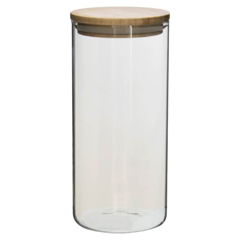 Jeanine Glass Jar & Wood Lid - Various Sizes - Retail Therapy Online