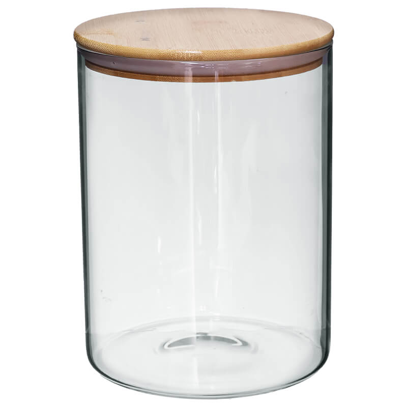 Jeanine Glass Jar & Wood Lid - Various Sizes - Retail Therapy Online