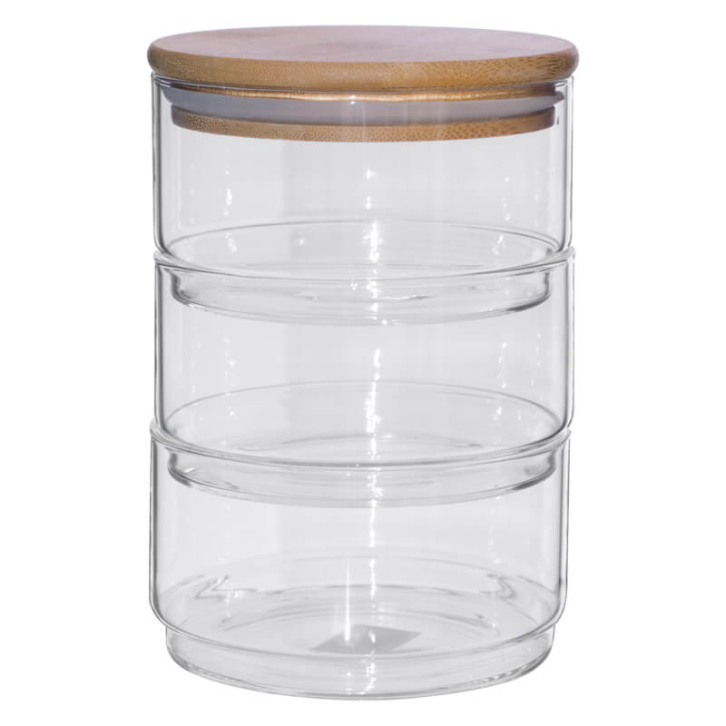 Jeanine Glass Stackable Jars 400ml - Set of 3 - Retail Therapy Online