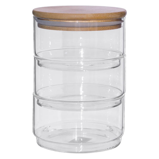 Jeanine Glass Stackable Jars 400ml - Set of 3 - Retail Therapy Online