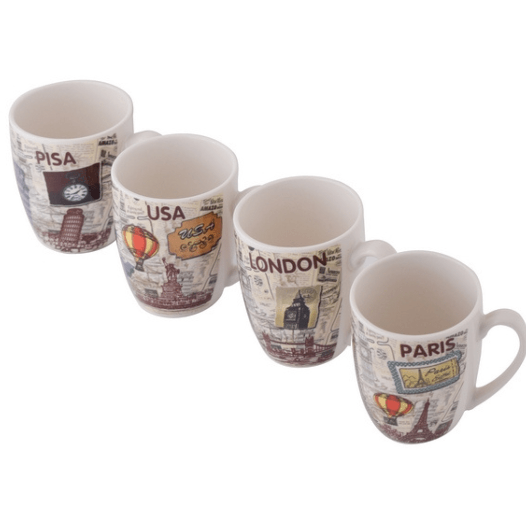 Jetsetter Coffee Mug Set - 4 Piece - Retail Therapy Online