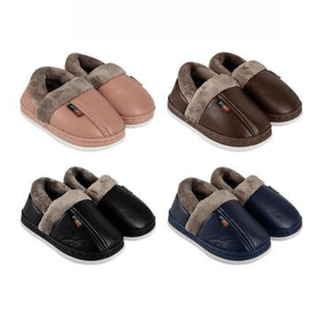 Kids PU Slippers with Plush Lining - Retail Therapy Online
