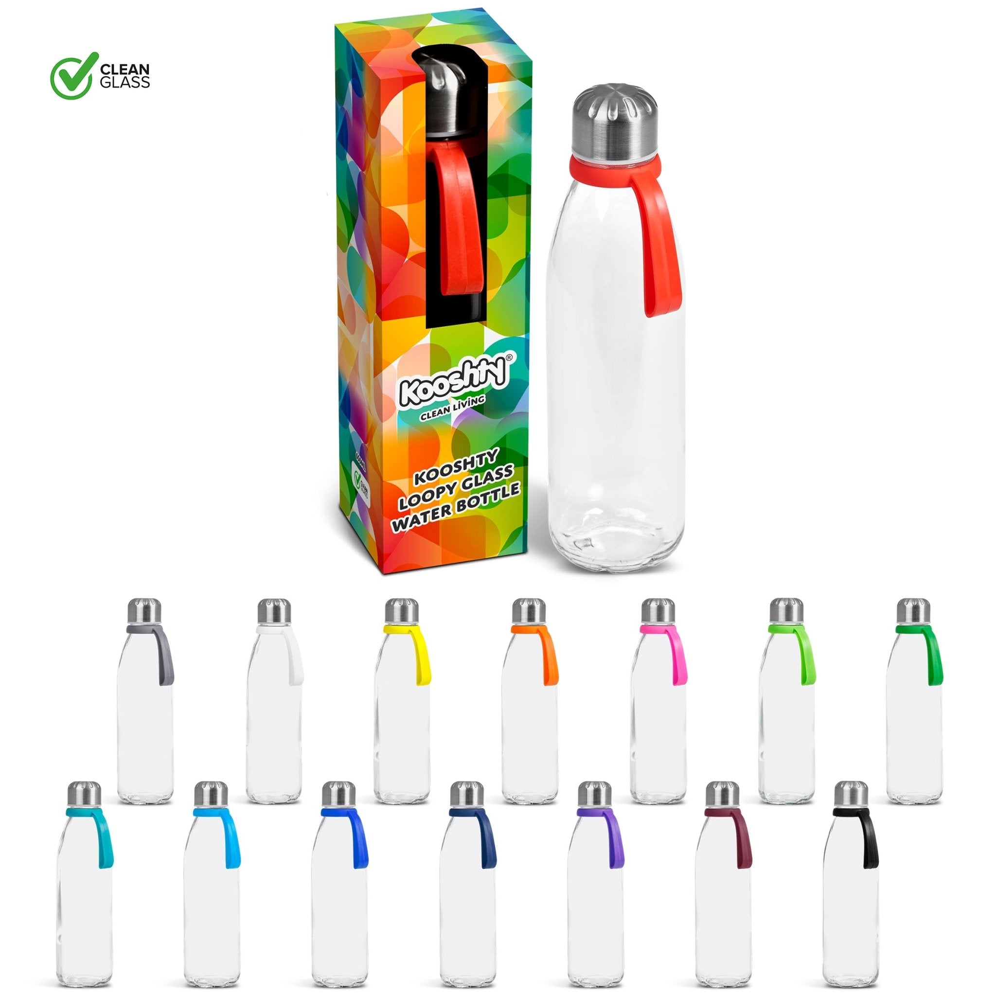 Kooshty Loopy Glass Water Bottle - 650ml - Retail Therapy Online