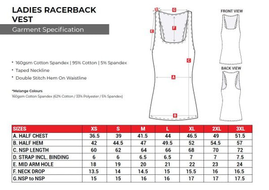 Ladies Racerback Vest - Retail Therapy Online