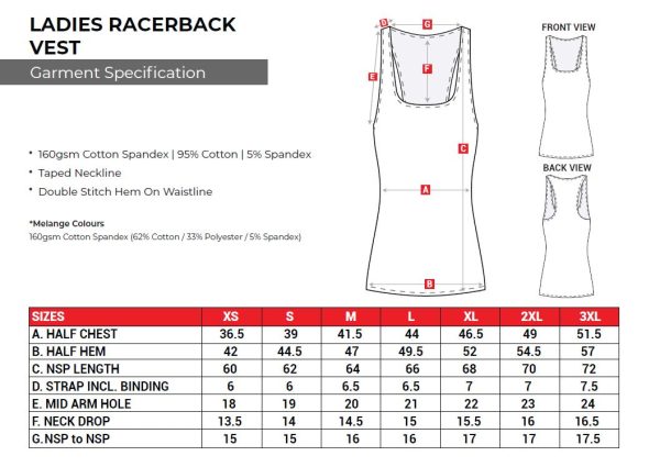 Ladies Racerback Vest - Retail Therapy Online