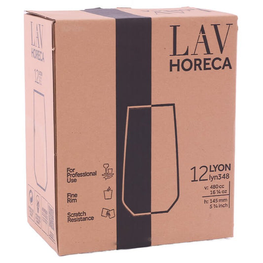 LAV Lyon Long Drink Glasses 480ml - Set of 12 - Retail Therapy Online